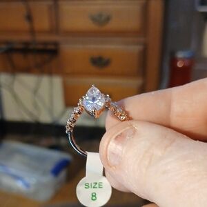 Rose Gold Tone Women's Ring with Clear Stone